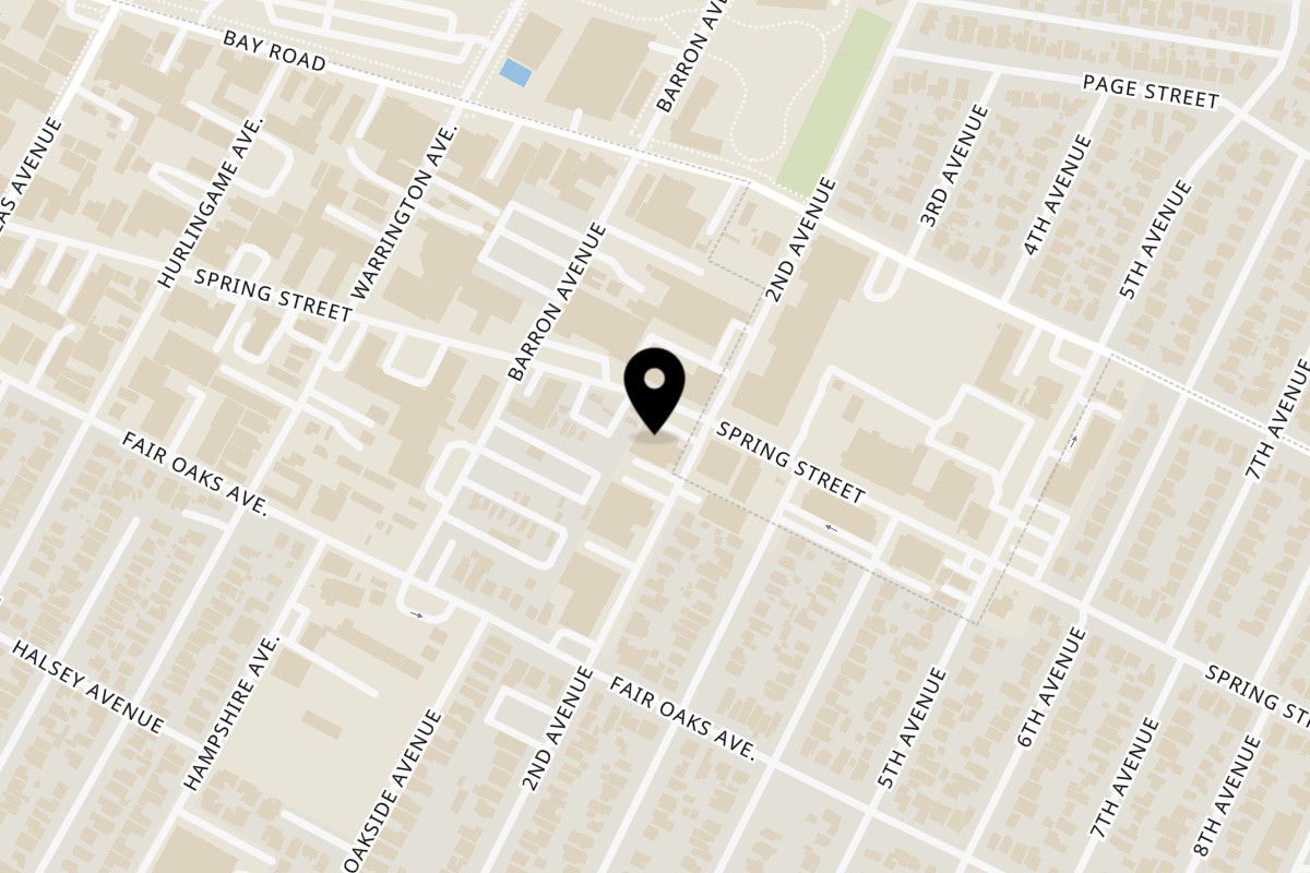 Map showing the location of Russ Fam Kitchen Redwood City, CA on 2992 Spring St C in Redwood City